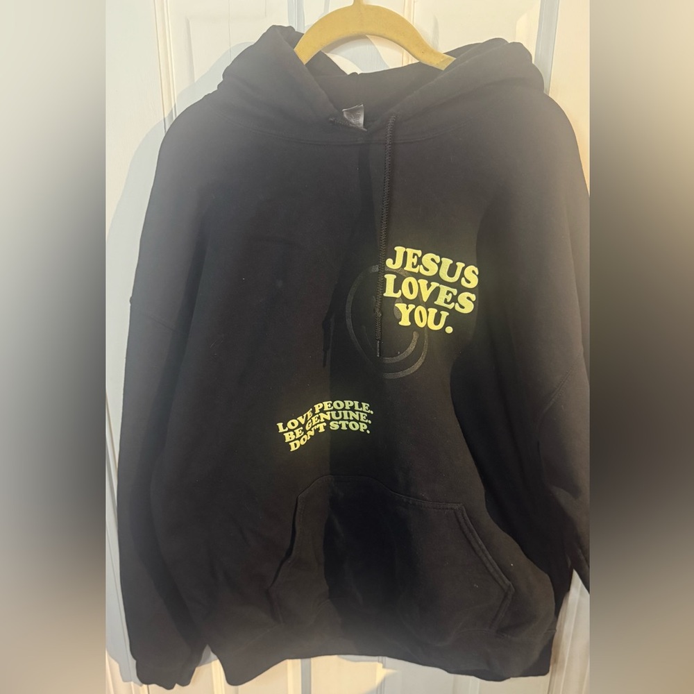 Jesus Loves You” Black Hoodie – Size XL